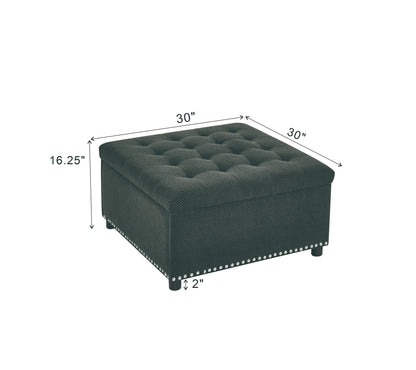 Tufted Square Storage Ottoman with Nailhead Trim